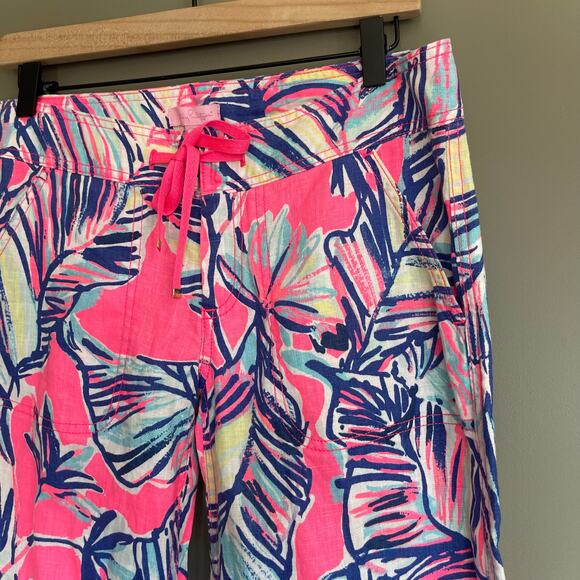 NWT Lilly Pulitzer‎ Galley Pant Tiki Pink Cabana Crazed Sz 2 Pink Blue High Rise - Picture 6 of 16